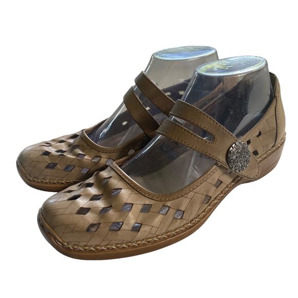 RIEKER Size 40 Mary Janes Leather Cut Out Upper Comfort Shoes Tan Boho Doris - Picture 10 of 10